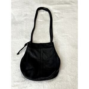 Vintage Nine West Genuine Black Leather Handbag Shoulder Bucket Crossbody Bag